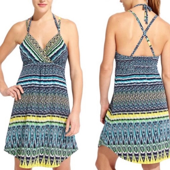 Athleta Dresses & Skirts - Athleta Marbella Blue-and-Yellow Dress, EUC